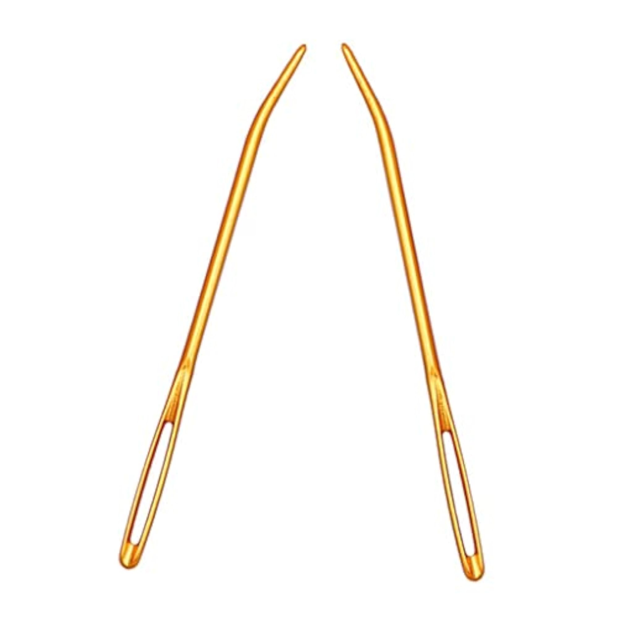 Aluminium Large-Eye Bent Tip Tapestry Darning Needles, 2pcs Set